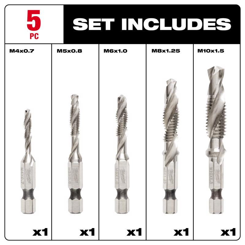 Milwaukee Shockwave Metal Drill and Tap Set 5 pc