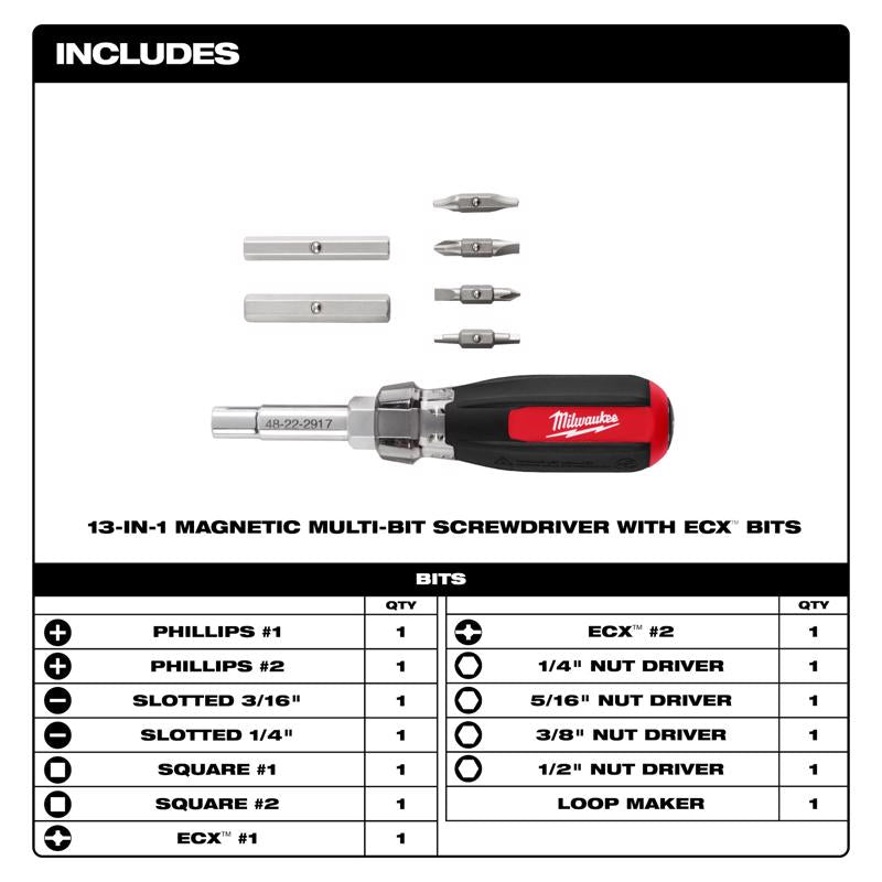 Milwaukee Multi-Bit Screwdriver 1 pk