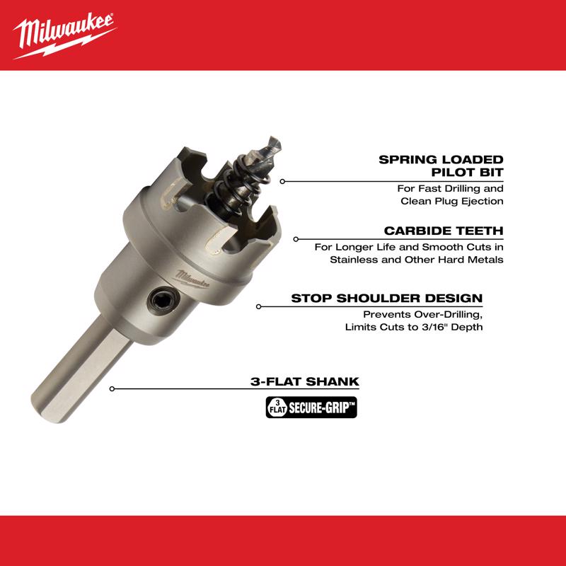 Milwaukee 1/4 in. Carbide Grit Brad/Pilot Point Hole Cutter 1 pk