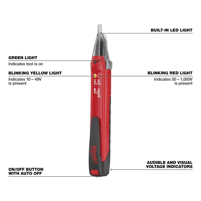 Milwaukee 10-1000 V Dual Range Voltage Tester 1 pk