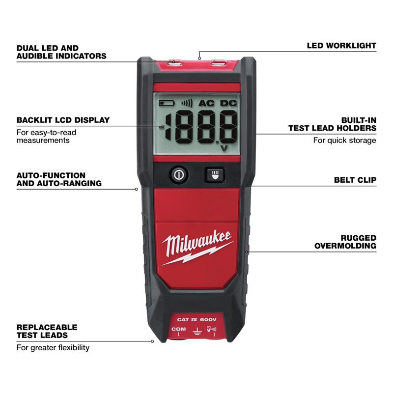 Milwaukee LCD Voltage Tester 1 pk