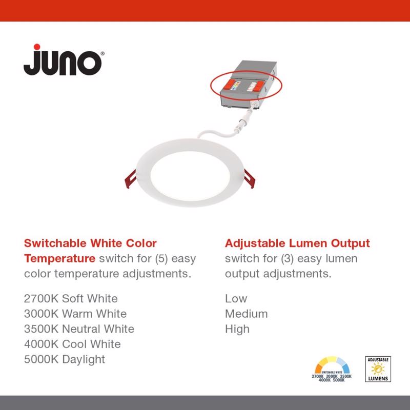 Juno Acuity Brands Lighting Matte White 3.17 in. W Aluminum LED Canless Recessed Downlight 14.5 W