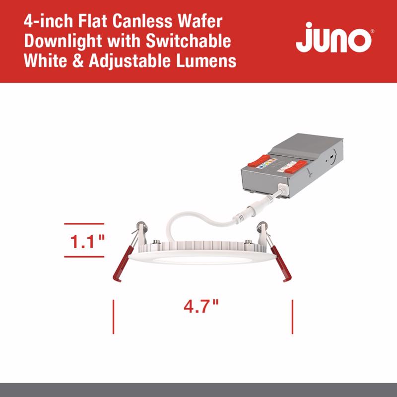 Juno Acuity Brands Lighting Matte White 3.17 in. W Aluminum LED Canless Recessed Downlight 14.5 W