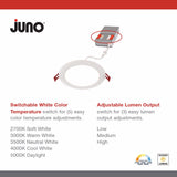 Juno Acuity Brands Lighting Matte White 4.88 in. W Aluminum LED Canless Recessed Downlight 16 W