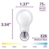 Philips A19 E26 (Medium) Filament LED Bulb Daylight 75 Watt Equivalence 2 pk