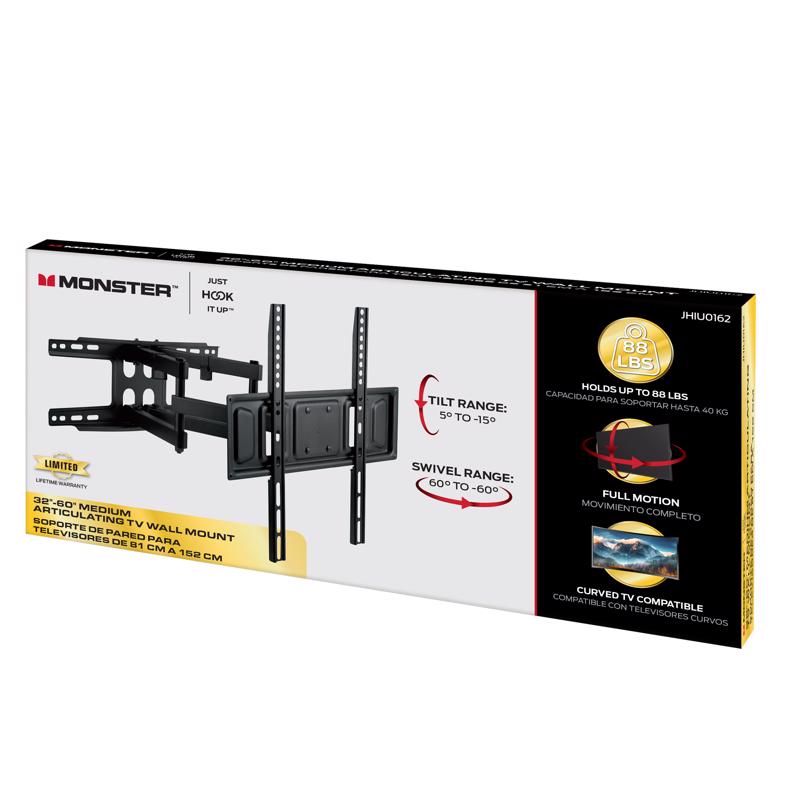 Monster Just Hook It Up 32 in to 60 in. 88 lb. cap. Tiltable Super Thin Articulating TV Wall Mount