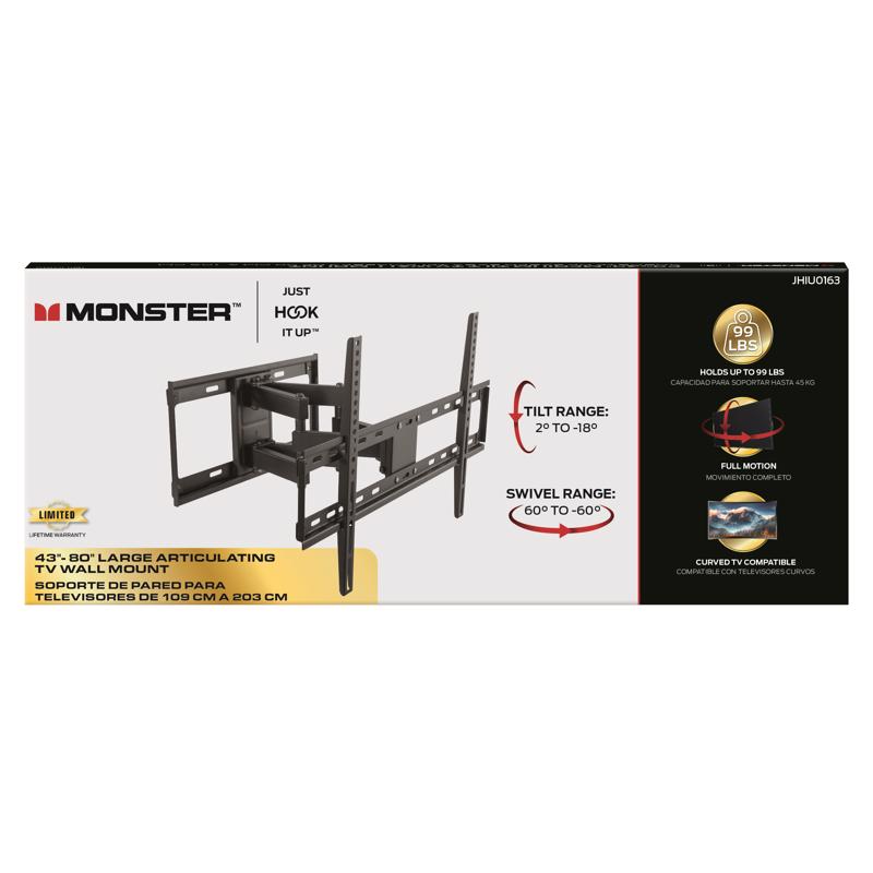 Monster Just Hook It Up 43 in to 80 in. 99 lb. cap. Tiltable Super Thin Articulating TV Wall Mount