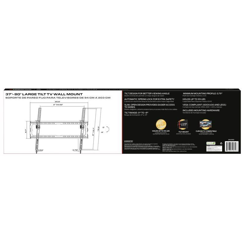 Monster Just Hook It Up 37 in to 80 in. 99 lb. cap. Tiltable TV Tilt Wall Mount
