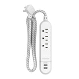 POWER STRP 3OUT 2USB WHT