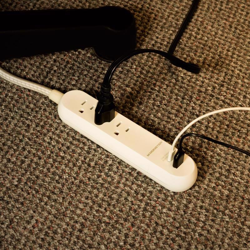 Monster 4 ft. L 3 outlets Power Strip with USB Ports White