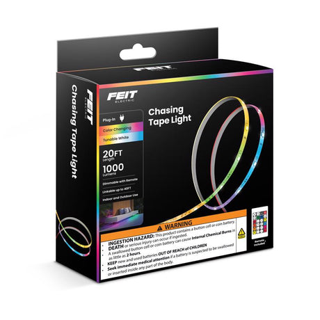 Feit 20 ft. L Color Changing Plug-In LED Smart-Enabled Tape Light 1 pk