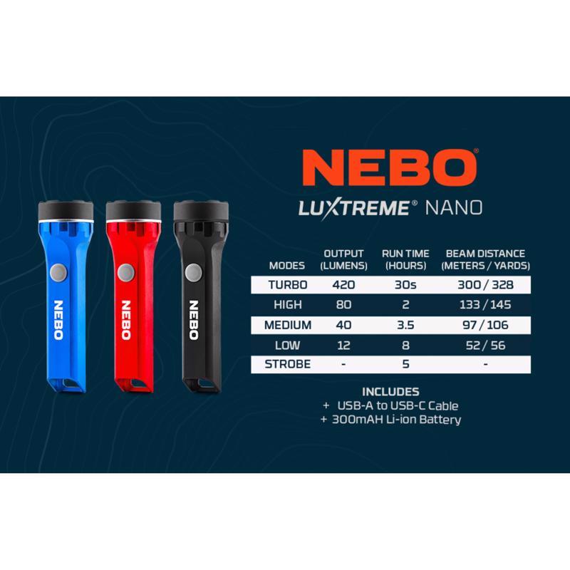 NEBO Luxtreme Nano 420 lm Red LED Pocket Light