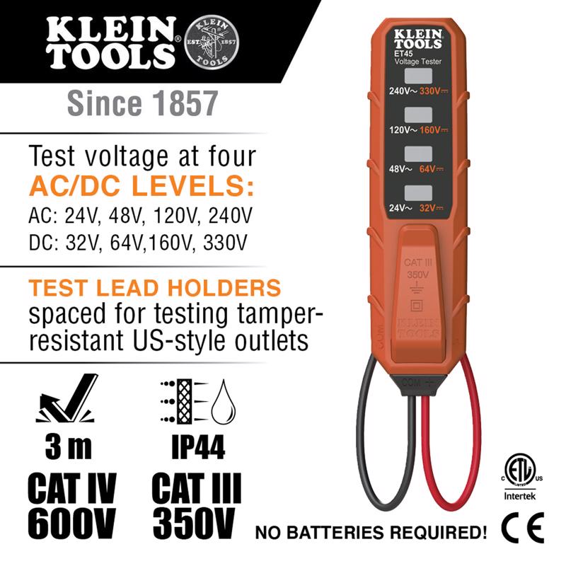 Klein Tools Analog LED AFCI/GFCI Electrical Outlet Tester 1 pk