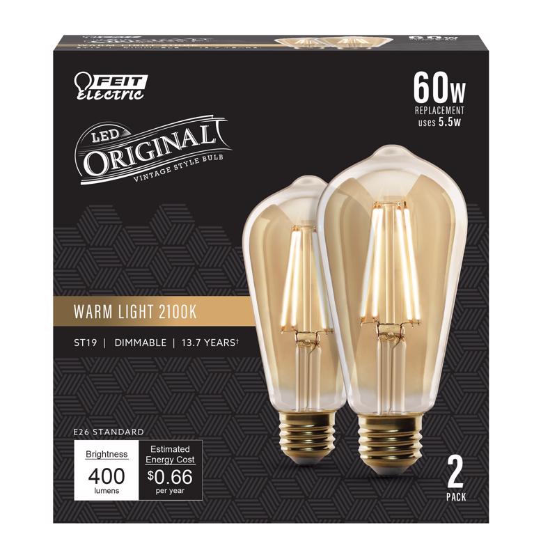 FT LED ST19 AMB 60W 2PK
