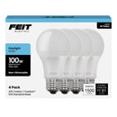 Feit A19 E26 (Medium) LED Bulb Daylight 100 Watt Equivalence 4 pk