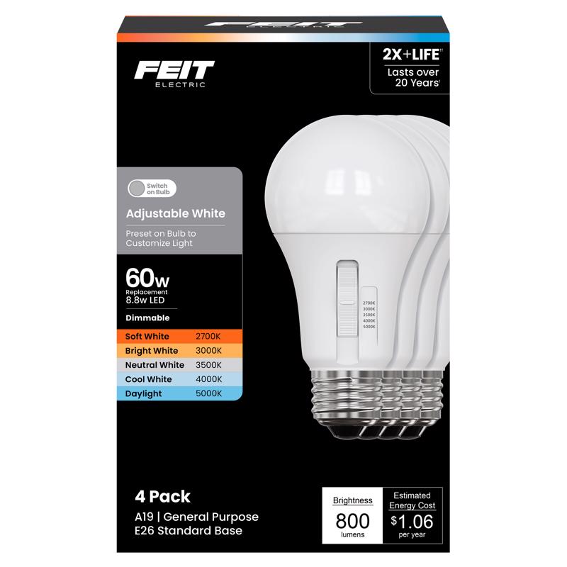 FT LED A19 5CCT 60W 4PK