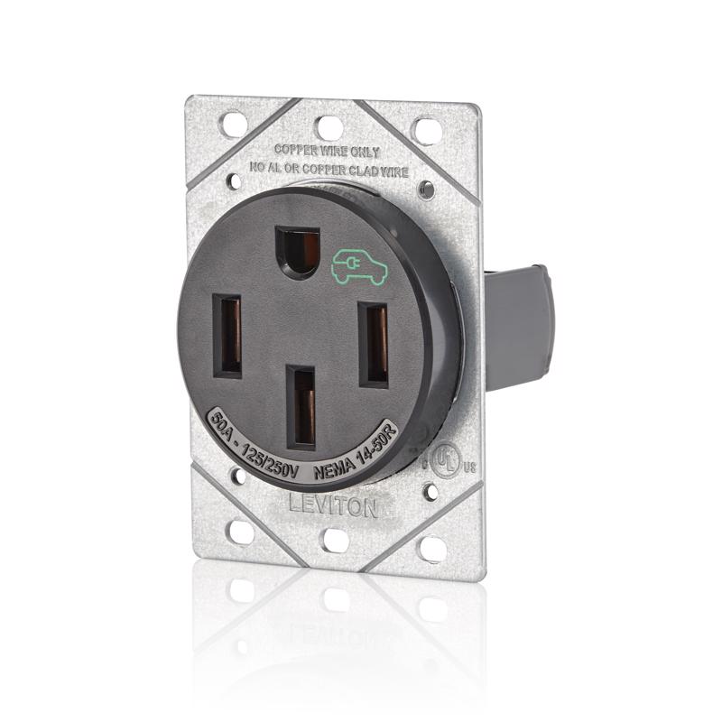 Leviton 50 amps 250 V Single Black Outlet 14-50R 1 pk