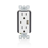 Leviton Decora 15 amps 125 V Type A/C Duplex White Outlet and USB Charger 5-15 R 1 pk