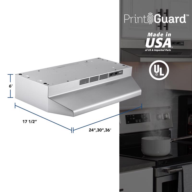 Broan 36 in. W Silver Convertible Range Hood