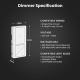 Feit White 200 W Paddle Smart-Enabled Dimmer Switch w/Remote Control 1 pk