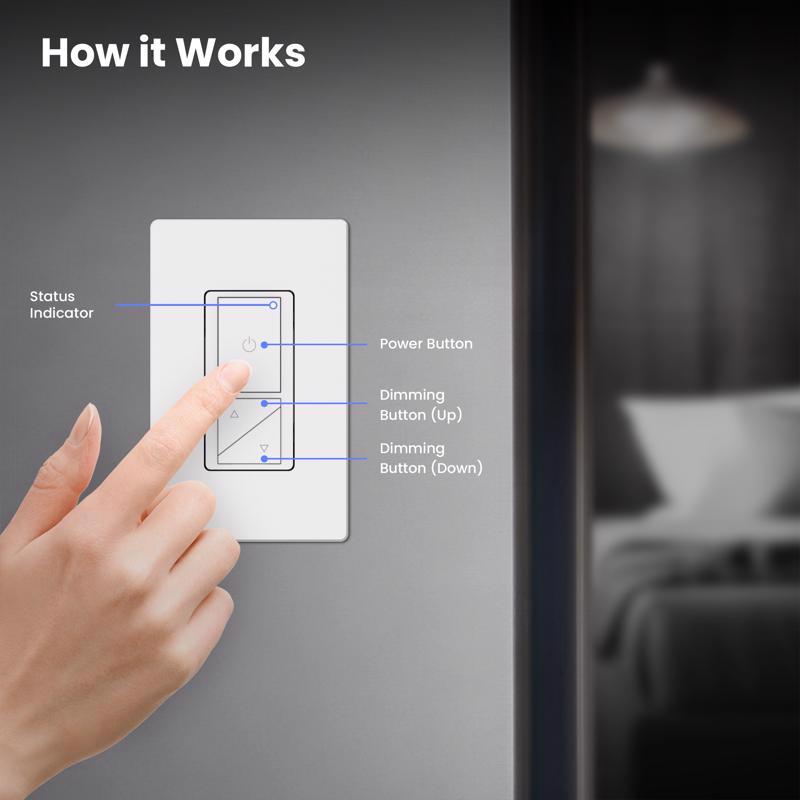 Feit White 200 W Paddle Smart-Enabled Dimmer Switch w/Remote Control 1 pk