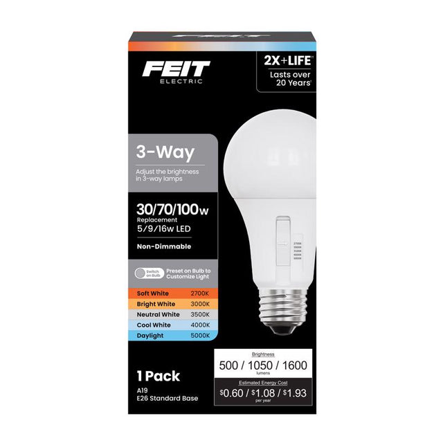 FT LED A19 ADJS WHT 100W