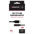 CABLE USB C/3.5MM JCK 6"