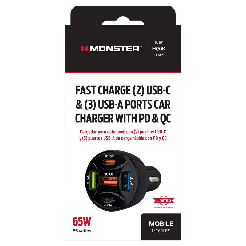 5 USB CR CHRGR PVC BLK