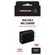 2 PRT USB A WL CHRGR BLK