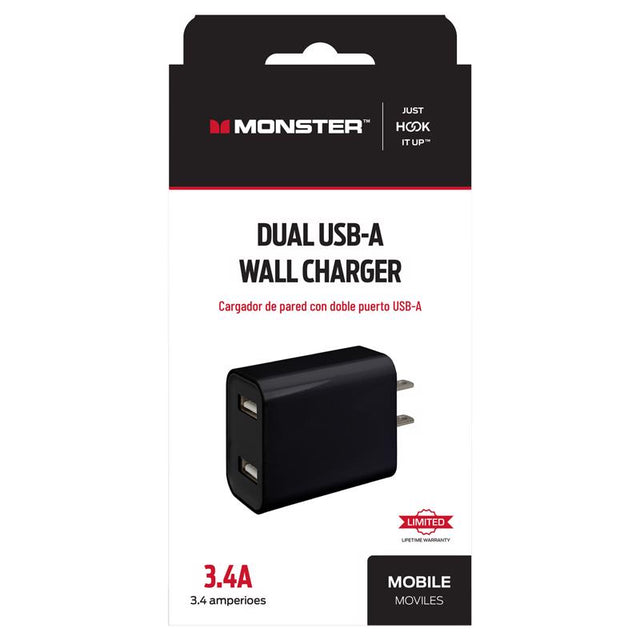 2 PRT USB A WL CHRGR BLK