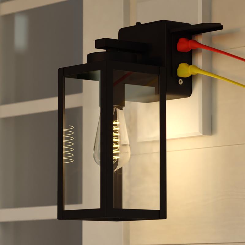 Dualux Textured Black Black Dusk to Dawn LED Porch Light