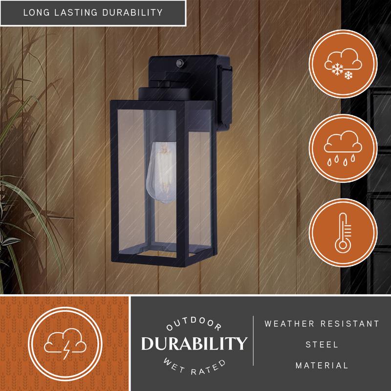 Dualux Textured Black Black Dusk to Dawn LED Porch Light