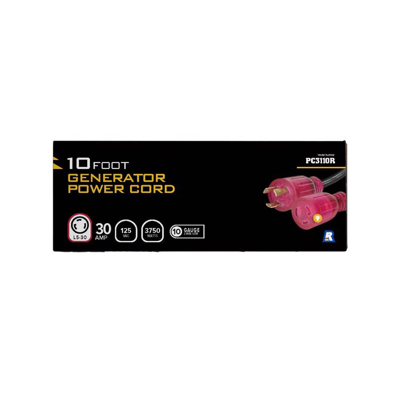Reliance Controls 10/3 SJTW 125 V 10 ft. L Generator Power Cord
