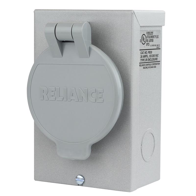 Reliance Controls PB Series 50 amps 250 V 1 space 1 circuits Surface Mount Power Inlet Box