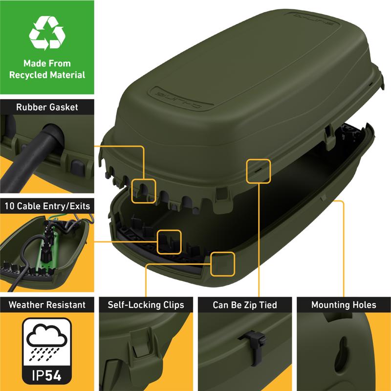 D-Line New and Old Work Rectangle Plastic Weatherproof Box Green