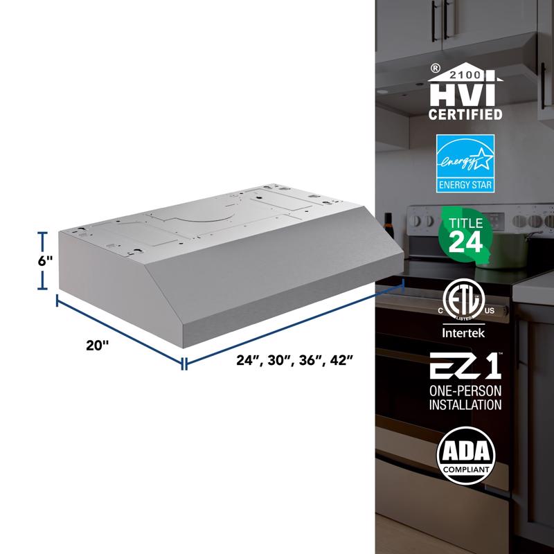 Broan GLA1 30 in. W Silver Range Hood