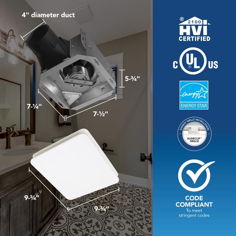 Broan Roomside 60 CFM 0.9 Sones Exhaust Fan