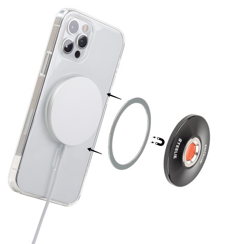 Nite Ize Steelie Black/White Orbiter Magnetic Socket and Metal Ring For Universal