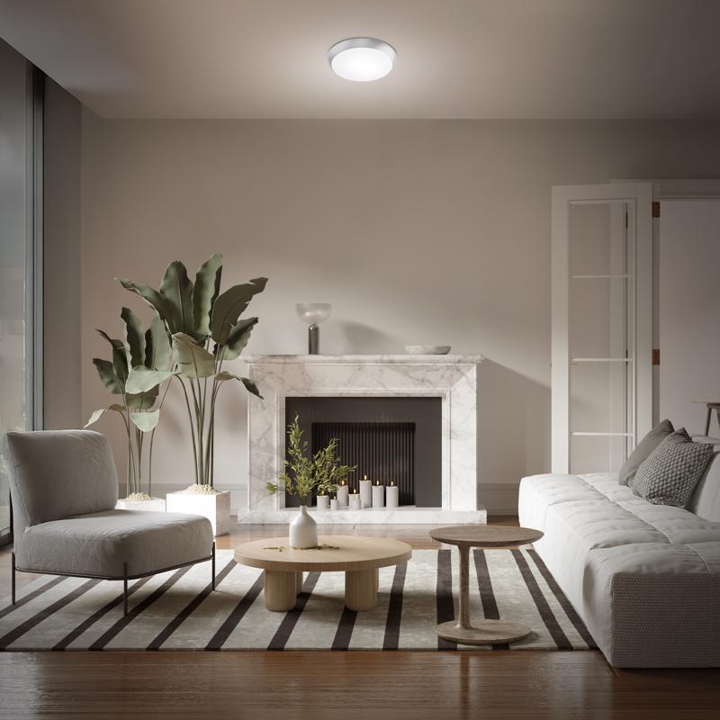 Feit 3 in. H X 9 in. W X 9 in. L Brushed Nickel White Ceiling Fixture