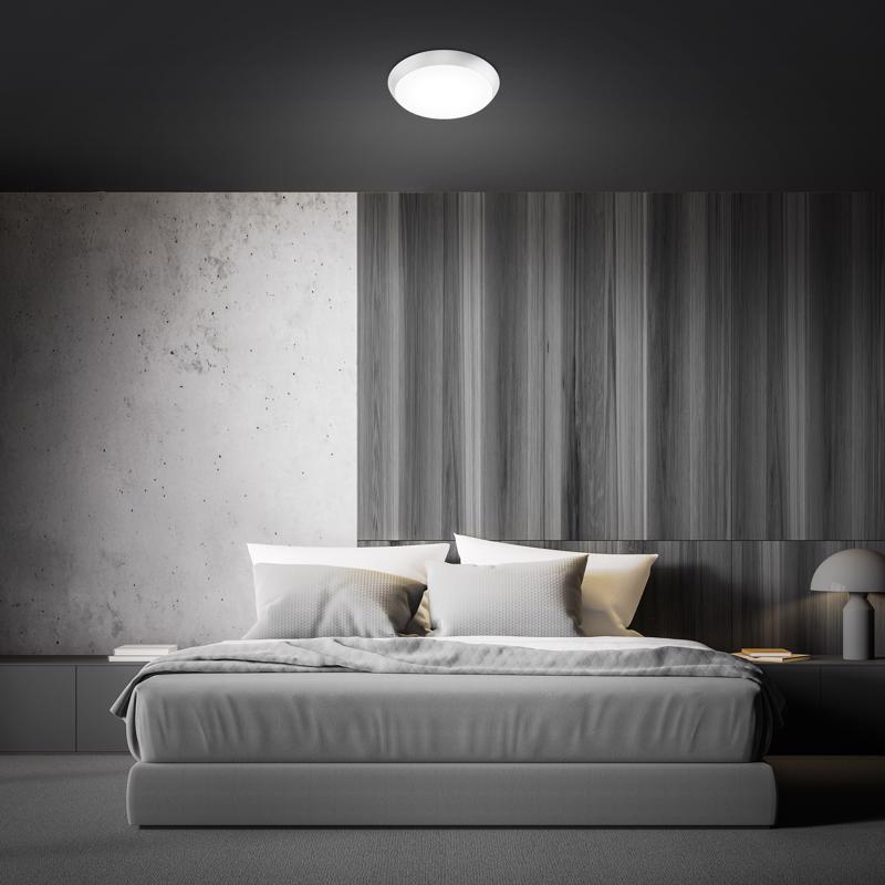 Feit 3 in. H X 9 in. W X 9 in. L Brushed Nickel White Ceiling Fixture