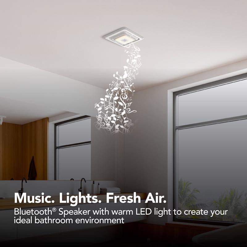 Broan-NuTone Roomside 70 CFM 2 Sones Bathroom Exhaust Fan with Bluetooth Speaker and Light