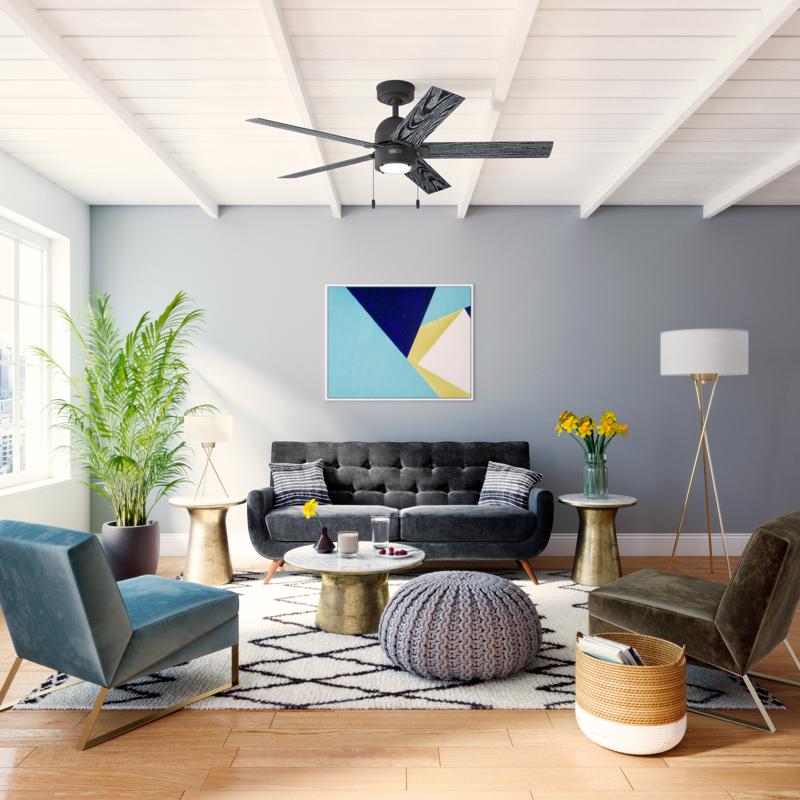 Hunter 52 in. Matte Black LED Indoor Ceiling Fan