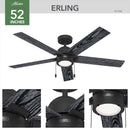 Hunter 52 in. Matte Black LED Indoor Ceiling Fan