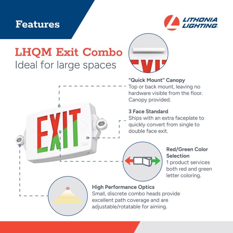 Lithonia Lighting LHQM Switch Hardwired LED White Exit Sign and Emergency Light
