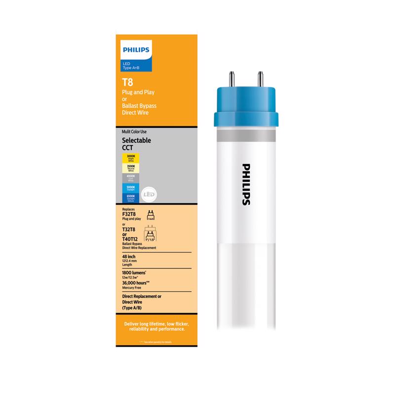 Philips LED Multi-CCT 48 in. G13 T8 Linear Light Bulb 32 Watt Equivalence 1 pk