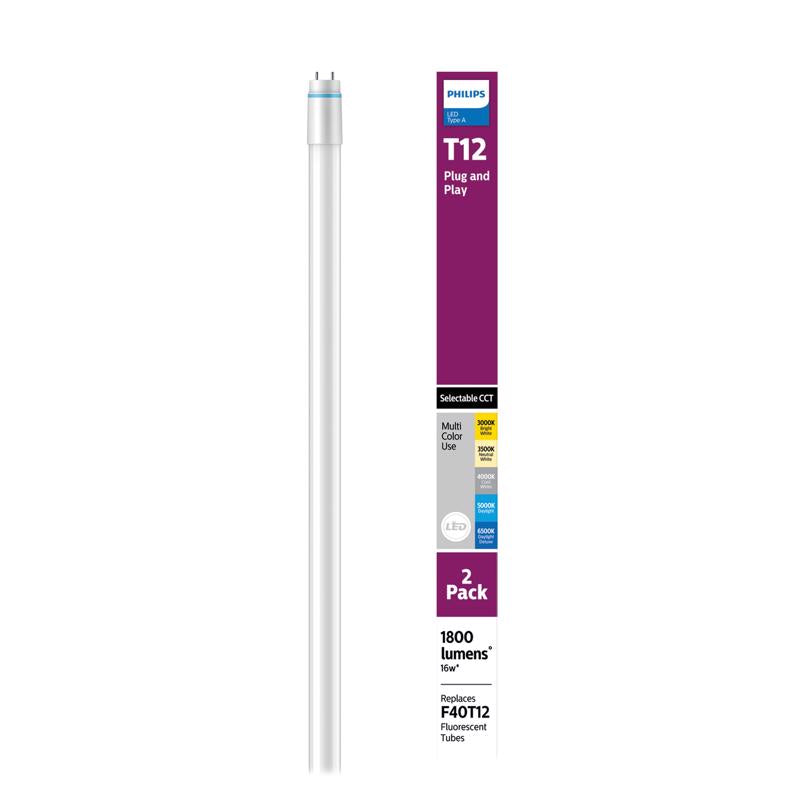 Philips LED Multi-CCT 48 in. G13 T12 Linear 32 Watt Equivalence 2 pk