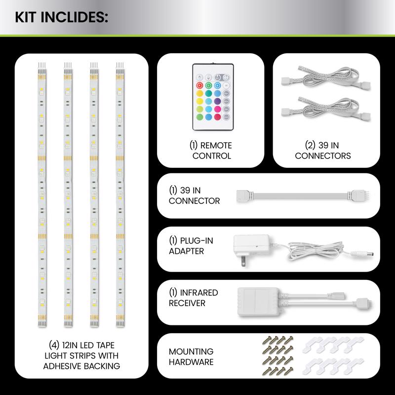 Feit 12 in. L Color Changing Plug-In LED Tape Light 1 pk