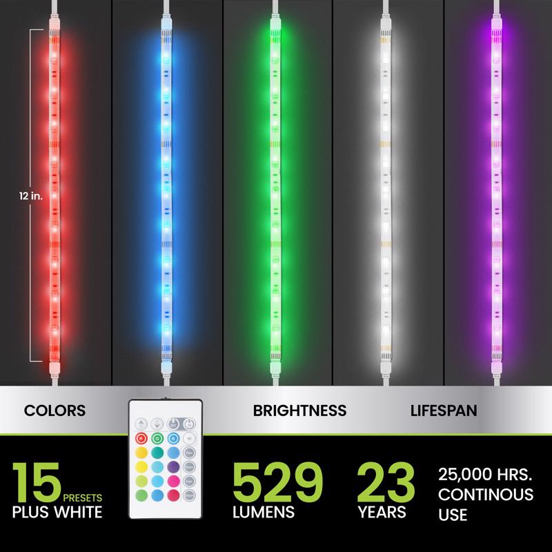 Feit 12 in. L Color Changing Plug-In LED Tape Light 1 pk