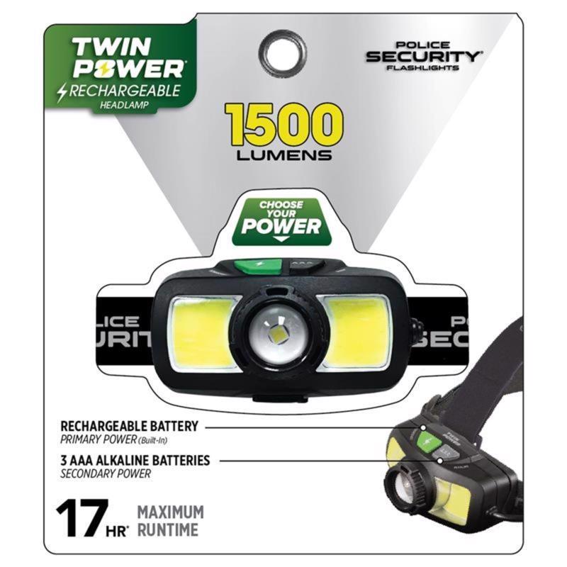 Police Security 1500 lm Black LED Head Lamp