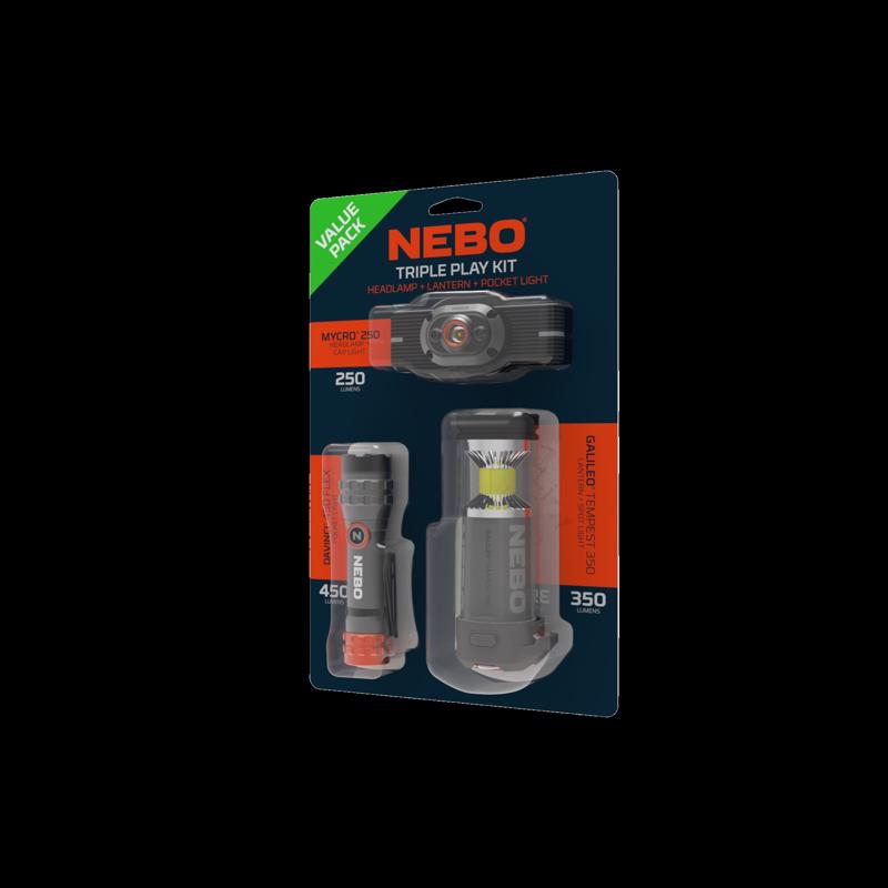 NEBO Gray LED Flashlight/Headlight Combo Pack